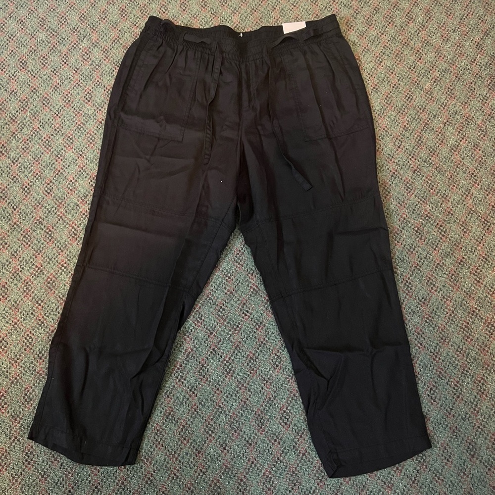 NWT LANE BRYANT BLACK RAYON BLEND PANTS DRAWSTRING 18 20